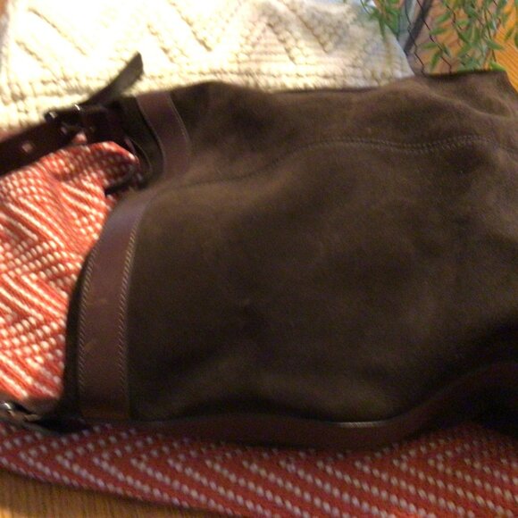 Banana Republic Chocolate suede large bag with brown leather  Not Vegan - Picture 4 of 7